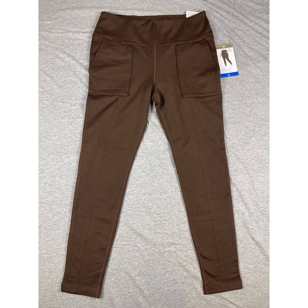 Mondetta Womens Midweight High Rise Jacquard Knit Legging Chicory Coffee Large